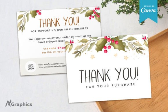 Download Floral Christmas Thank You Card Template - Premium Resources