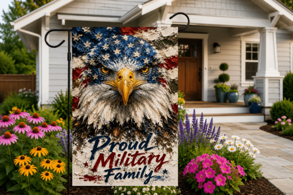 Download Proud Military Family Eagle Garden Flag - Military Collection