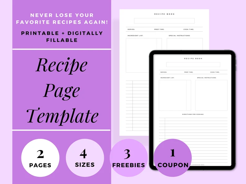Download Simple Recipe Card Template Printable - Premium Bundle